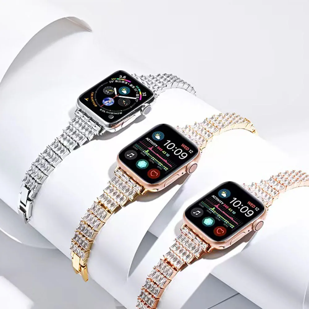 Luxury Metal Strap for Apple Watch Band 44mm 40mm Series 49mm 45mm 41mm 42mm 38mm Diamond Bracelet for Iwatch Ultra 8 7 6 5 4 SE