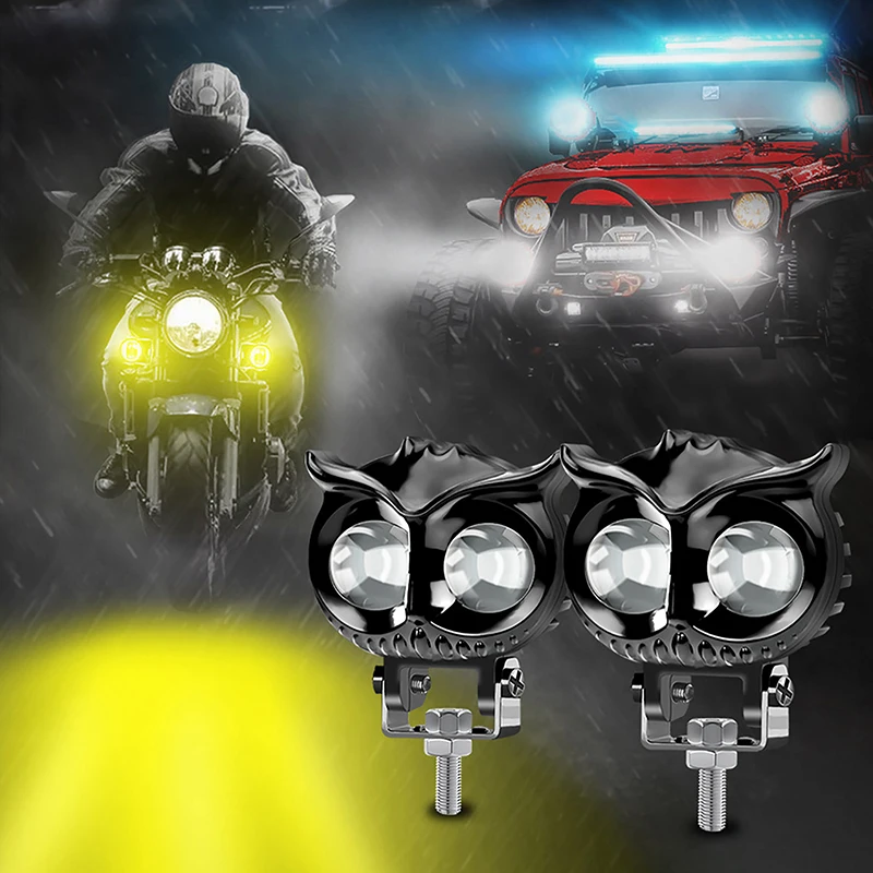 

1Pc 12-85V Owl LED Work Light Yellow And White Bicolor Light 12W LED Pod Light Spotlight For Car Truck Offroad SUV ATV Boat