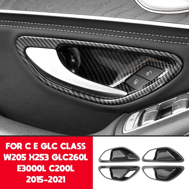 

Автомобильная дверная ручка из углеродного волокна, крышка чаши, отделка для Mercedes Benz C E GLC Class W205 X253 GLC260L E3000L C200L 2015-2021