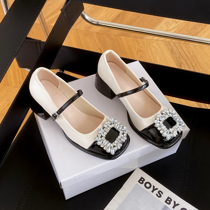 Роскошные балетки с квадратной пряжкой и кристаллами женские элегантные