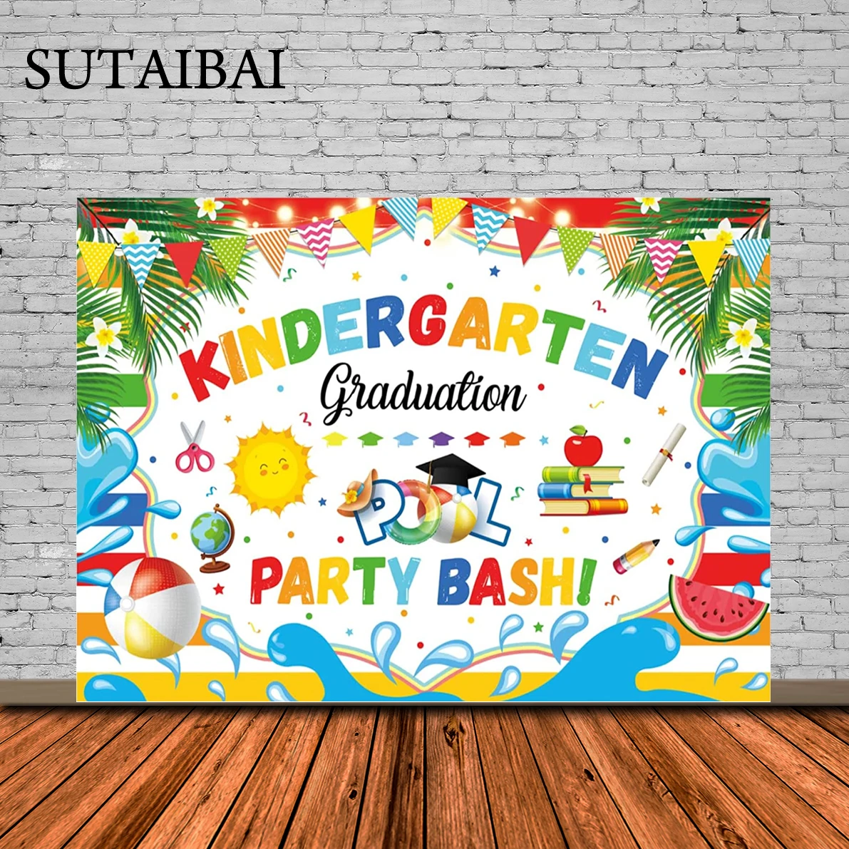 

Pool Party Graduation Backdrop Kindergarten Graduate Background Congrats Class of 2022 Kids Preschool Pre K Grad Party Banner