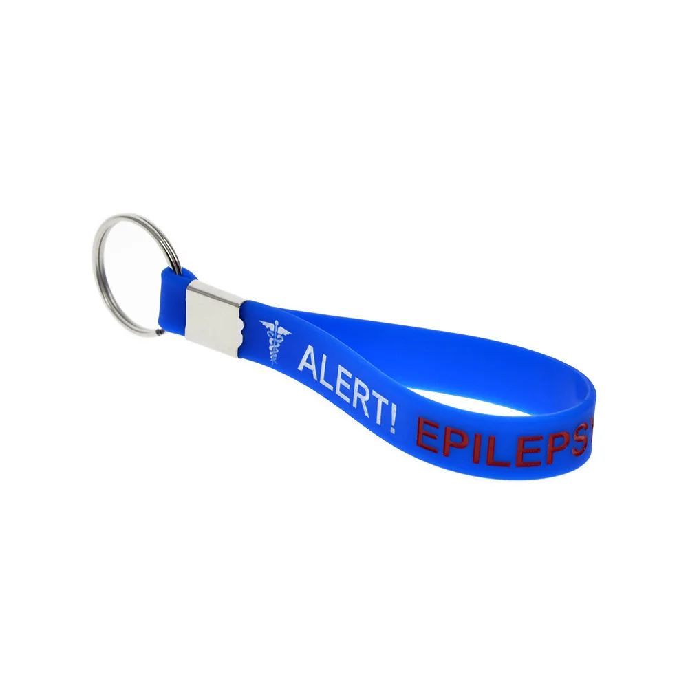 

25 PCS Epilepsy Silicone Bracelet Key Holder Debossed Logo