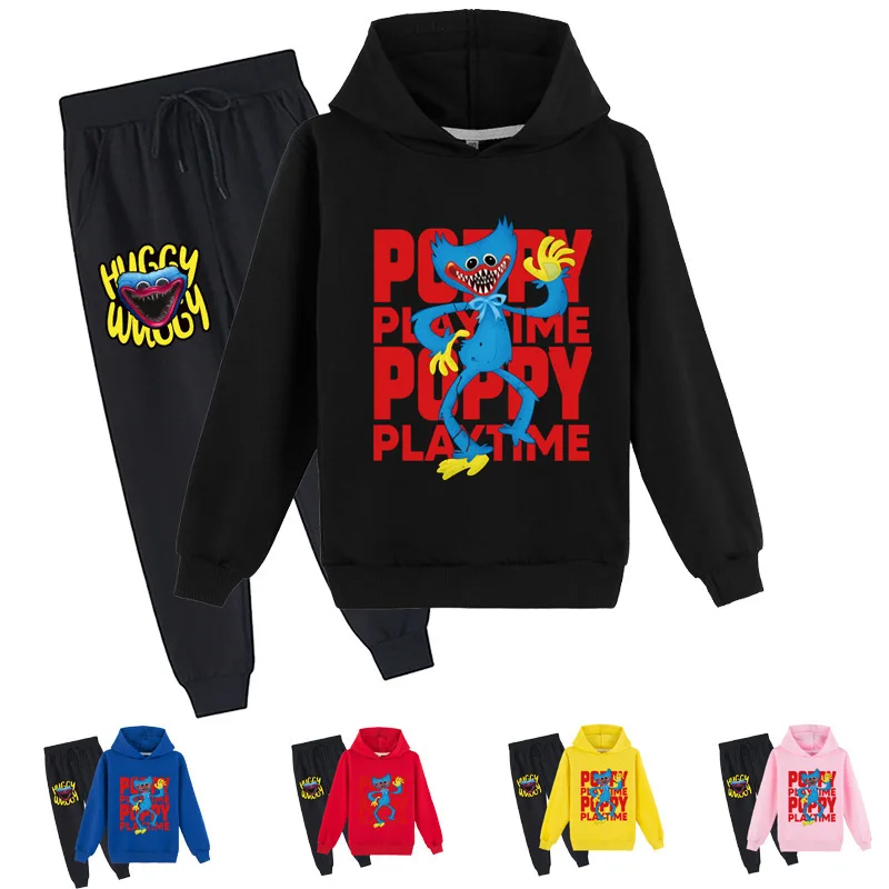 

2-16Y Children's Poppy Playtime Hoodie Pants 2pcs Suit Harajuku Boys Fashion Huggy Wuggy Sportwear Autumn Girls Horror Clothes