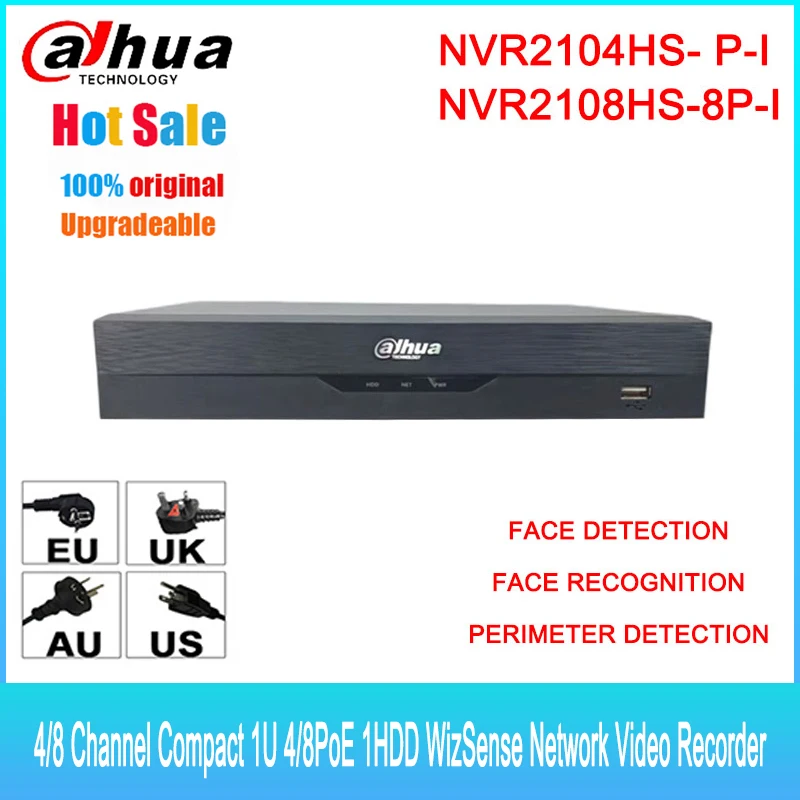 Dahua alhua NVR DVR PoE WizSense Video Recorder NVR2104HS-P-I2 NVR2108HS-8P-I2 face detection perimeter detection (AI by NVR)