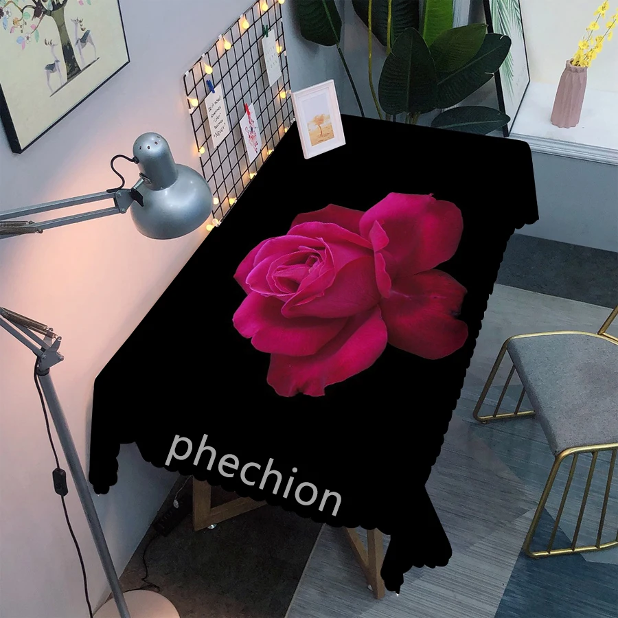 Красная роза 3D Печатный обеденный стол искусственная ткань прямоугольная и