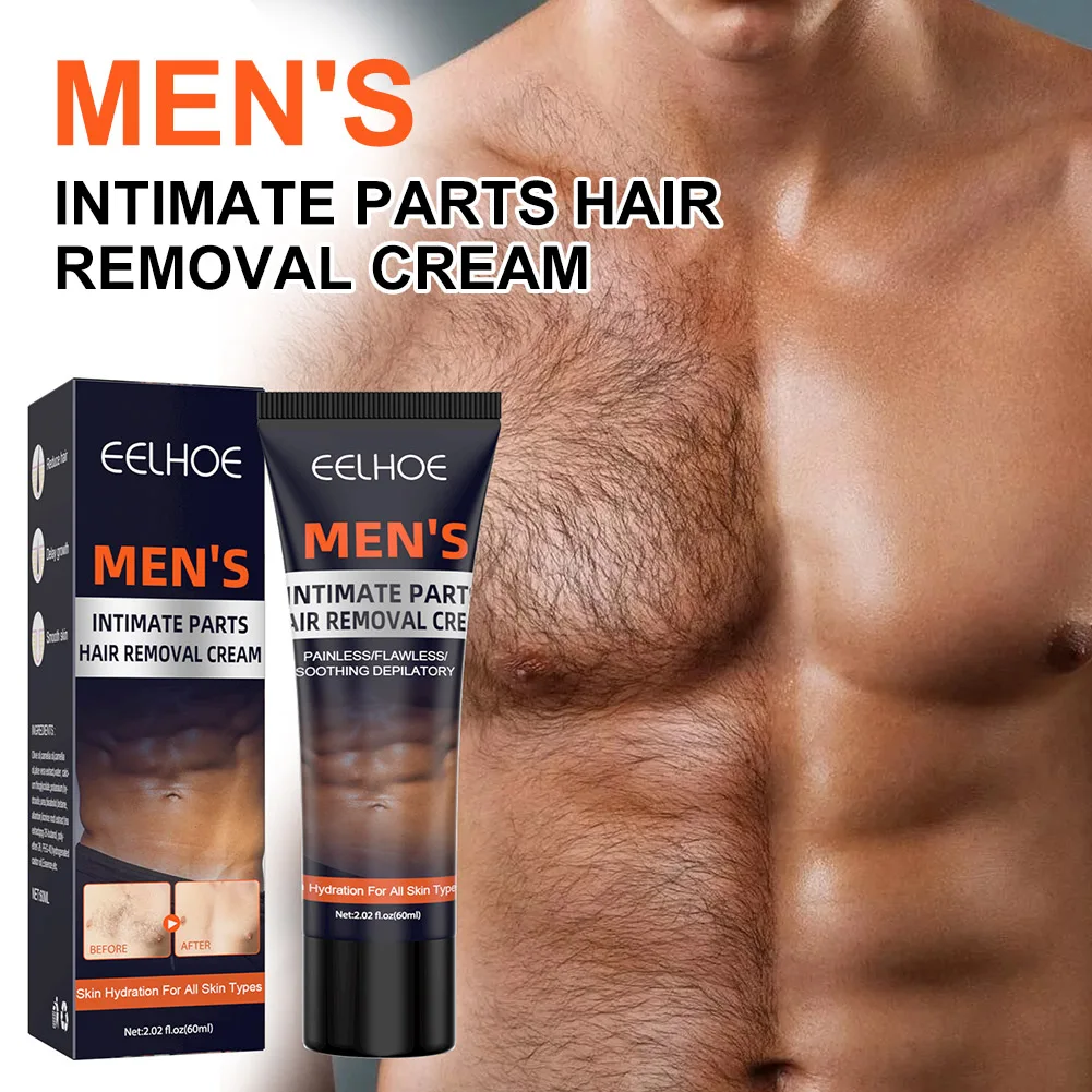 

60ml Hair Removal Cream For Men Gentle Painless Hair Depilation Semi-Permanent Hair Removal For Armpit Chest Leg