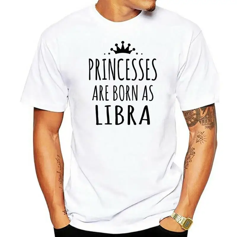 

Antidazzle PRINCESSES ARE BORN AS LIBRA Women Short Sleeve T shirt O-neck Hipster Design Letter Basic T-shirt Tees Tops
