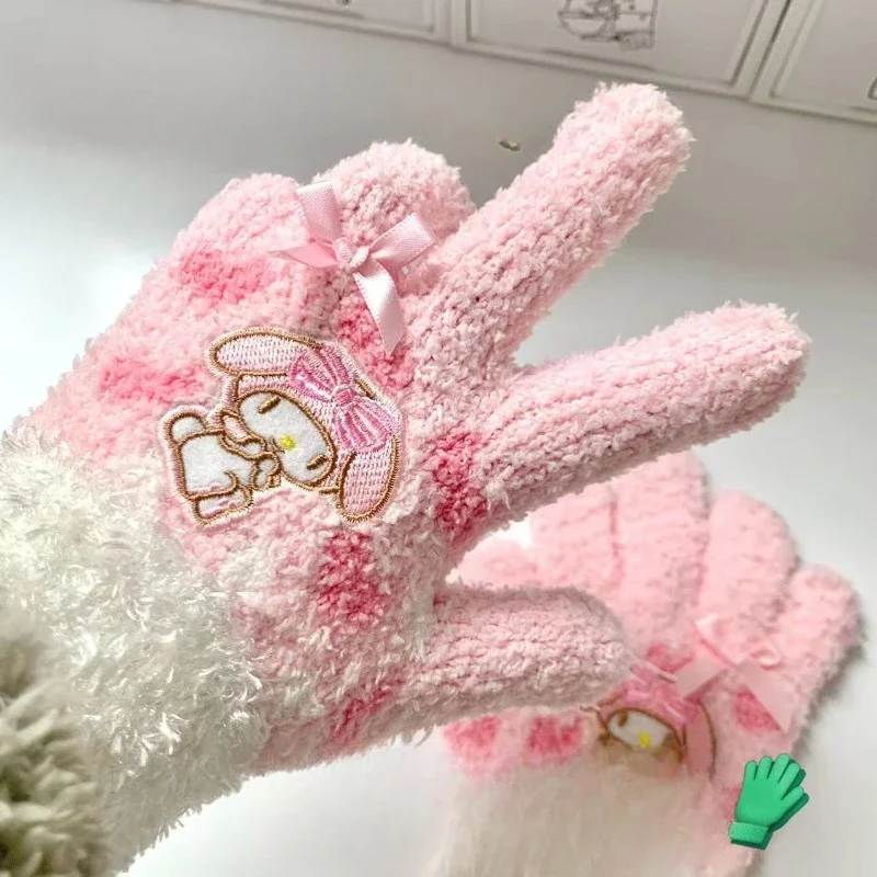 

Kawaii Sanrio Anime My Melody Plush Glove Cute Cartoon Warm Lovely Five Fingers Sweet Thickening Windproof Outdoors for Girls