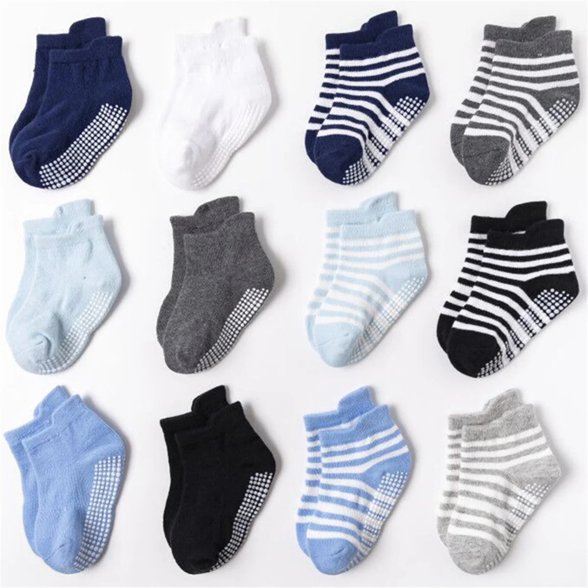 

Hibobi 6Packs Stripes Baby Socks Newborn Baby Boy Socks 0-1-3-5Y Kids Cotton Design Fadeless Soft Children's Socks for Girls Boy