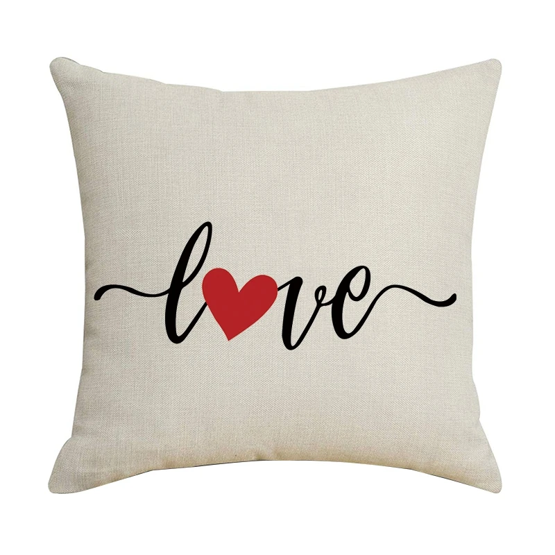 

45X45cm Romantic Valentines Day Pillowcase Linen Love Cushion Cover Decoration Home Pillow Cases for Sofa Car Gift