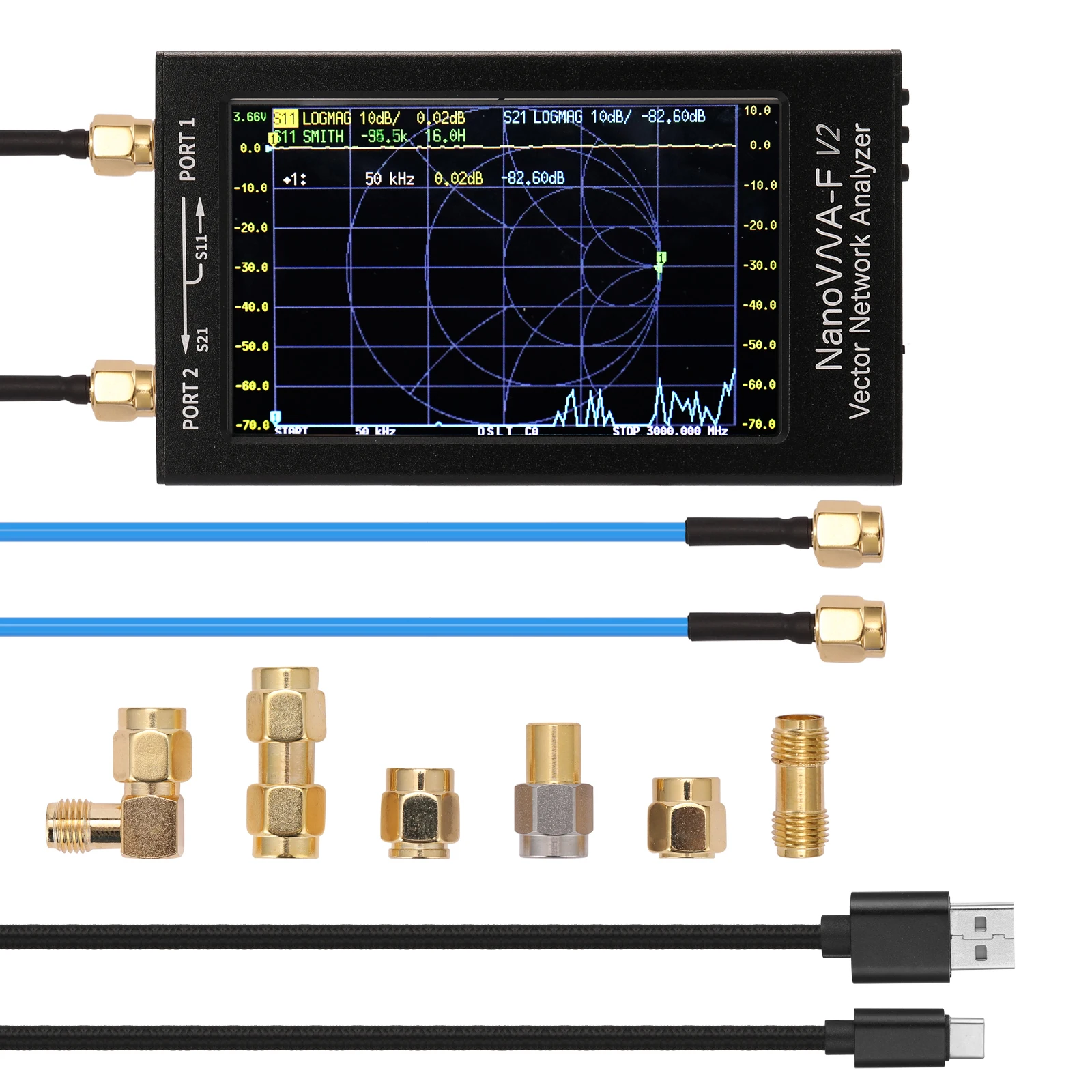 

V2 4.3 Inch IPS LCD Display Vector Network Analyzer S-A-A-2 Antenna Analyzer Short Waves HF VHF UHF Vector Network Analyzer