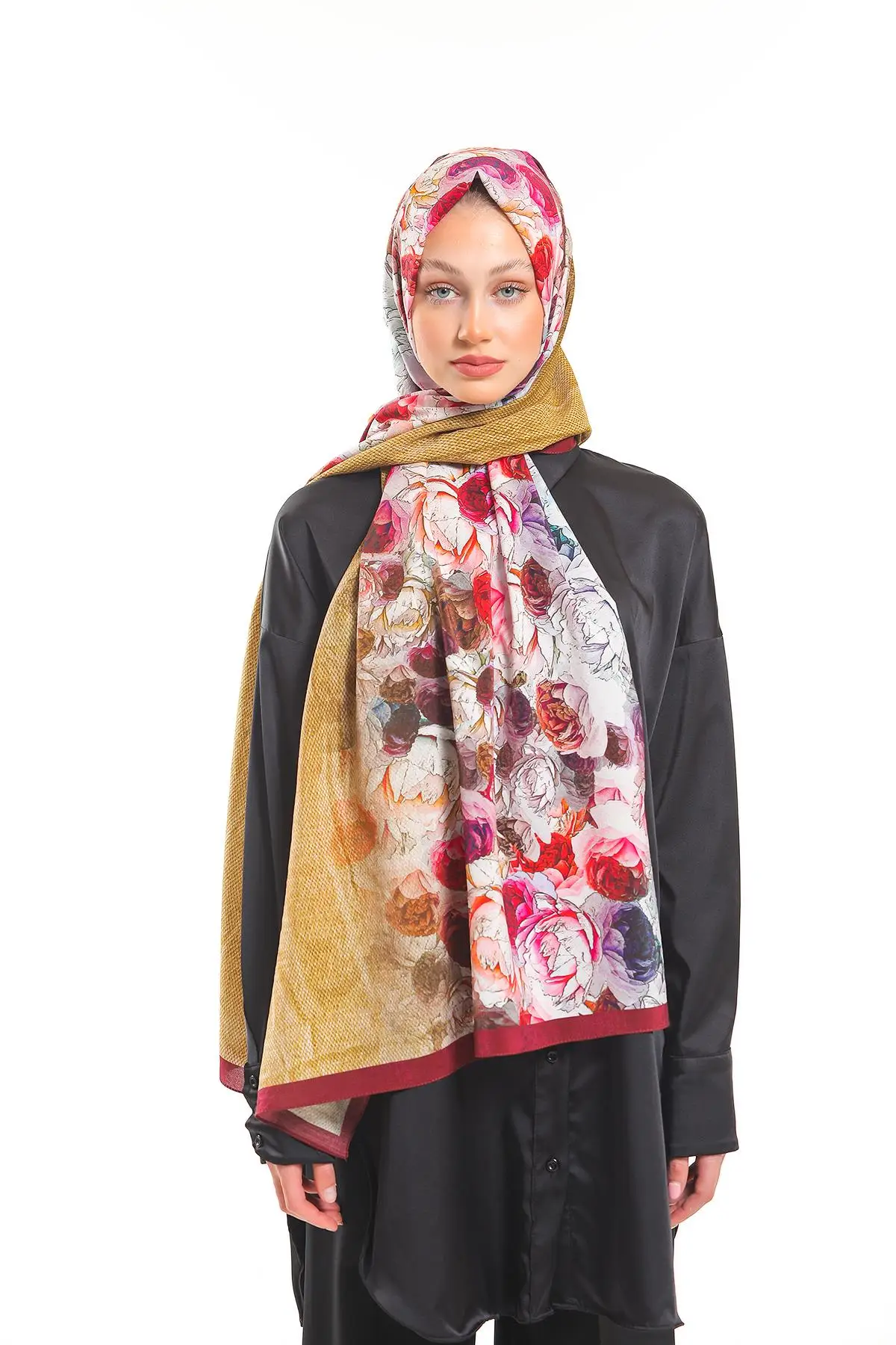 

Floral Pattern Elegante Series Shawl Scarf Hanger Together With 75x200