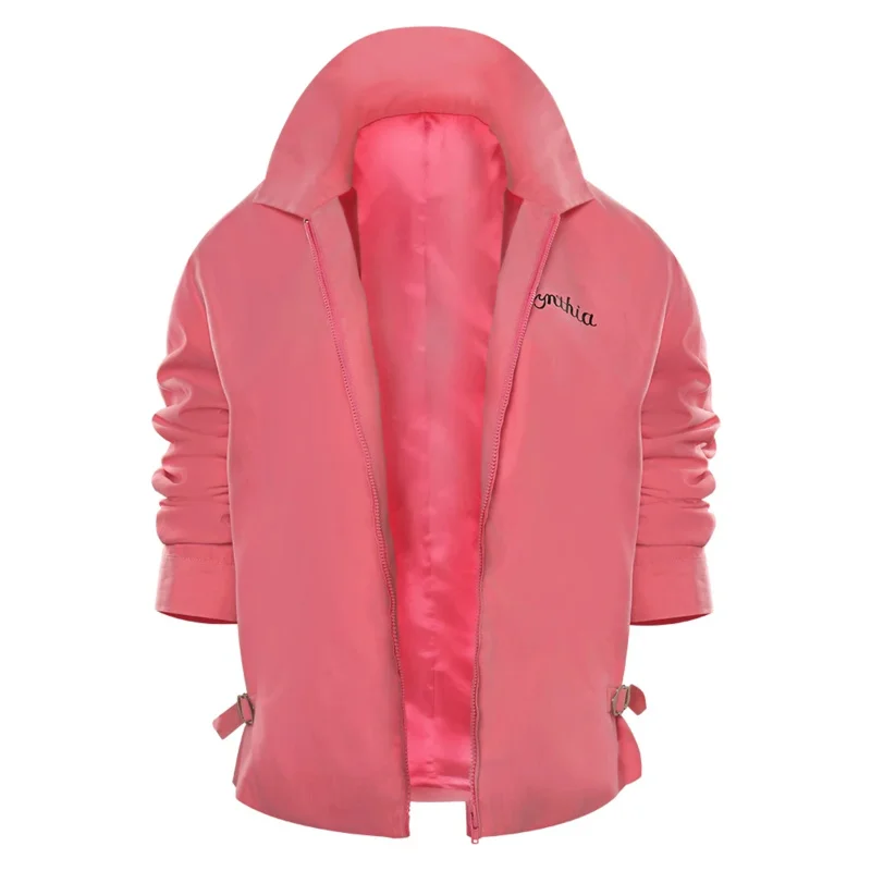 Розовый женский костюм Grease Rydell High для косплея женская куртка на молнии пальто