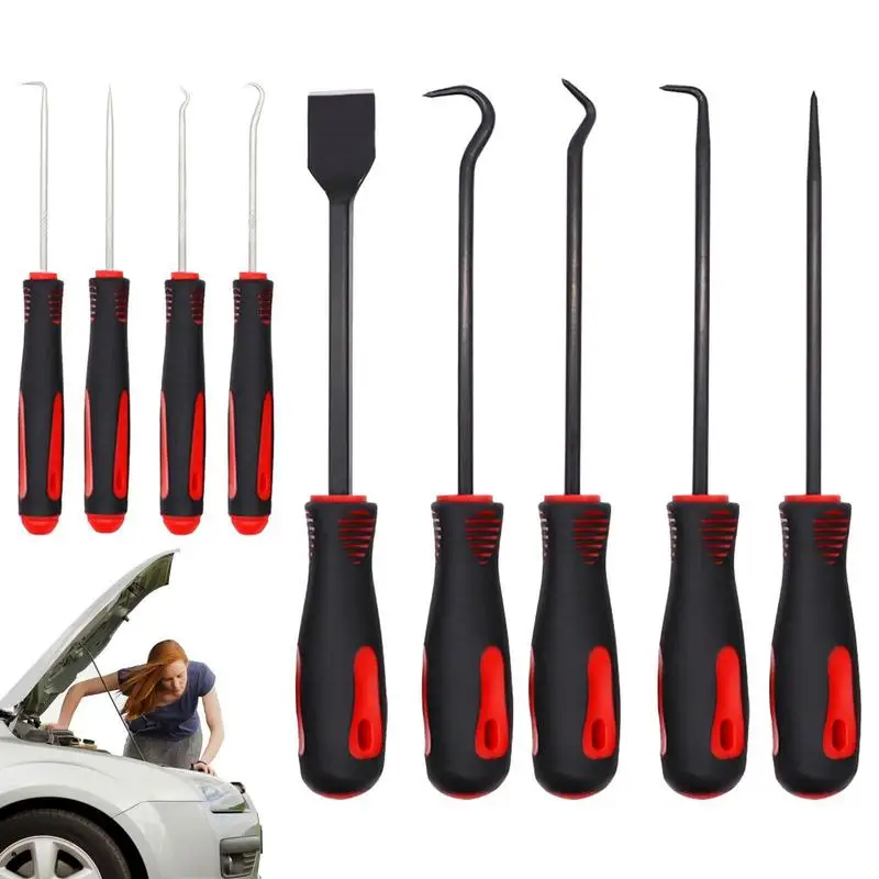 

Car Screwdriver Set 9-Piece Precision Pick Hook Set With Rubber Handles Automobile Maintenance Tools Gift For Mechanical Fans