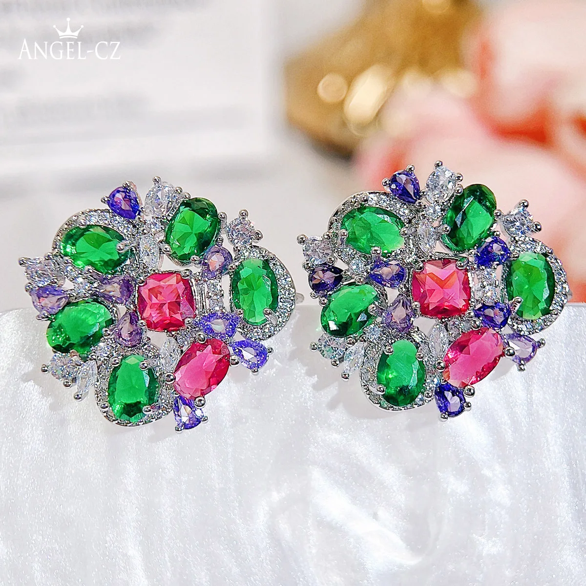Стильные женские украшения для ушей ANGELCZ Разноцветные серьги-гвоздики