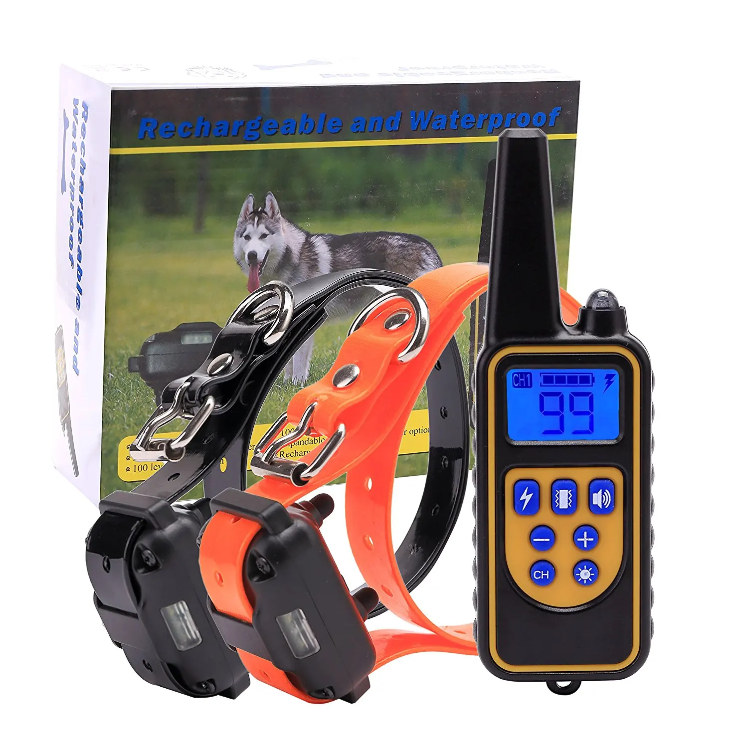 

800m Electric Dog Training Collar Pet Remote Control Waterproof Rechargeable with LCD Display for All Size Shock Vibration Sound