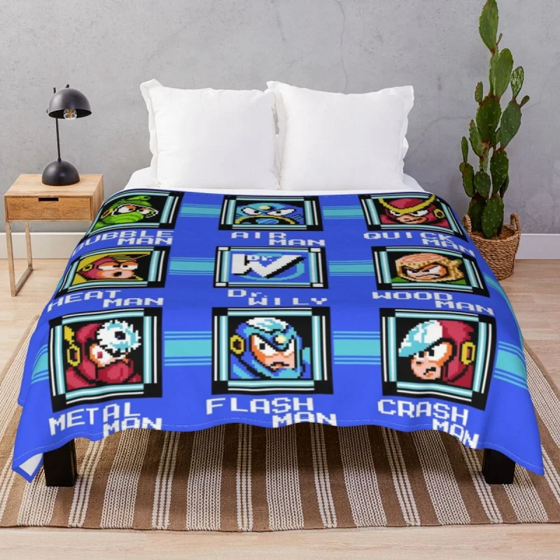 

Mega Man 2 Stage Select Blanket Coral Fce Plush Decoration Warm Throw Thick blankets for Bed Sofa Travel