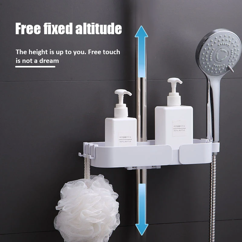 

Bathroom Shelves Shower Storage Rack Shampoo Holder Tray Stand White No Drilling Floating Shelf Shower Organizer