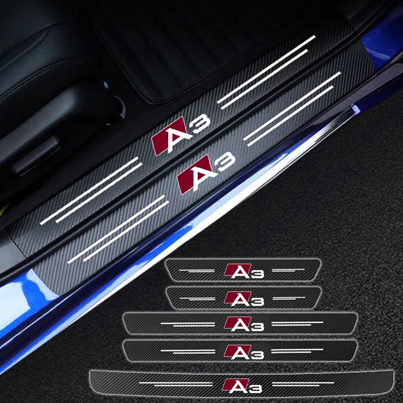 

Автомобильный протектор порога из углеродного волокна для Audi A3 2009-2016 2017 2018 2019 2020 2021 2022 автомобильные аксессуары