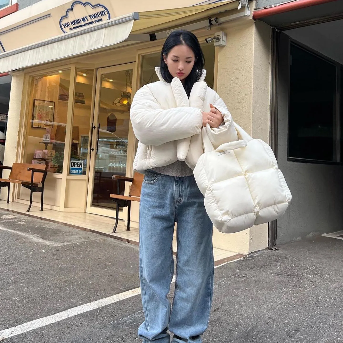 Warm Fashion Casual Lightweight Jacket Female Autumn and Winter New Long-Sleeved Niche Design Solid Color Simple Cotton Clothing