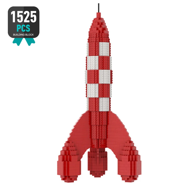 

MOC Popular Anime Les Aventures De Tintin Et Miloued Rocket Model Building Blocks Construction Set for Boys Children Toys Gift