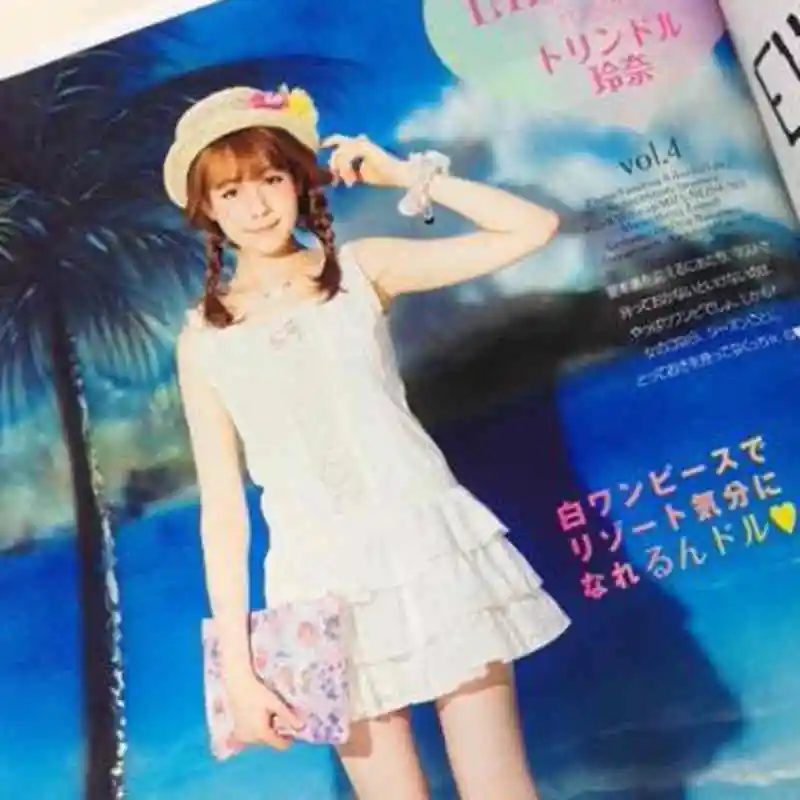 

Sales Japan Liz Lisa Vivi On Cotton Lace Embroidery Layers Mini Tank Top Dresses