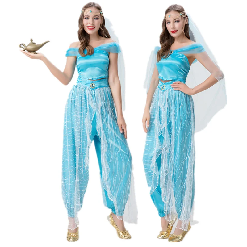 

Beautiful Aladdin Princess Costume Adult Women Halloween Funny Party Fairy Tale Cosplay Dress