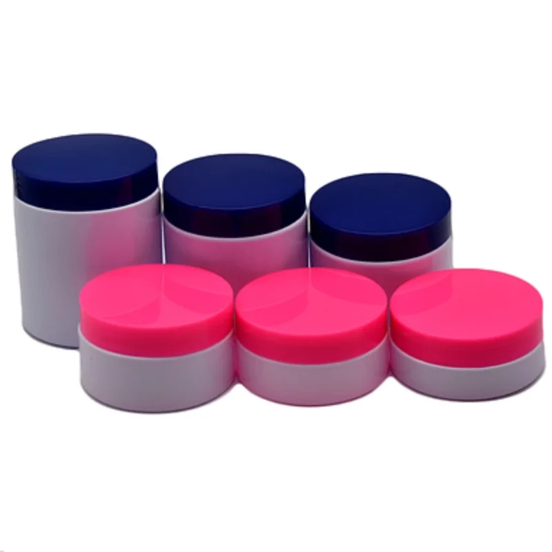 

Plastic Container Empty Skincare Pot Blue Red Lid 50G 80G 100G 150G 200G 250G White Refillable Bottle Cosmetic Cream Jarss 20pcs