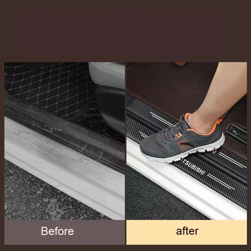 4 шт. защитные наклейки на пороги автомобиля из углеродного волокна для Mitsubishi Asx