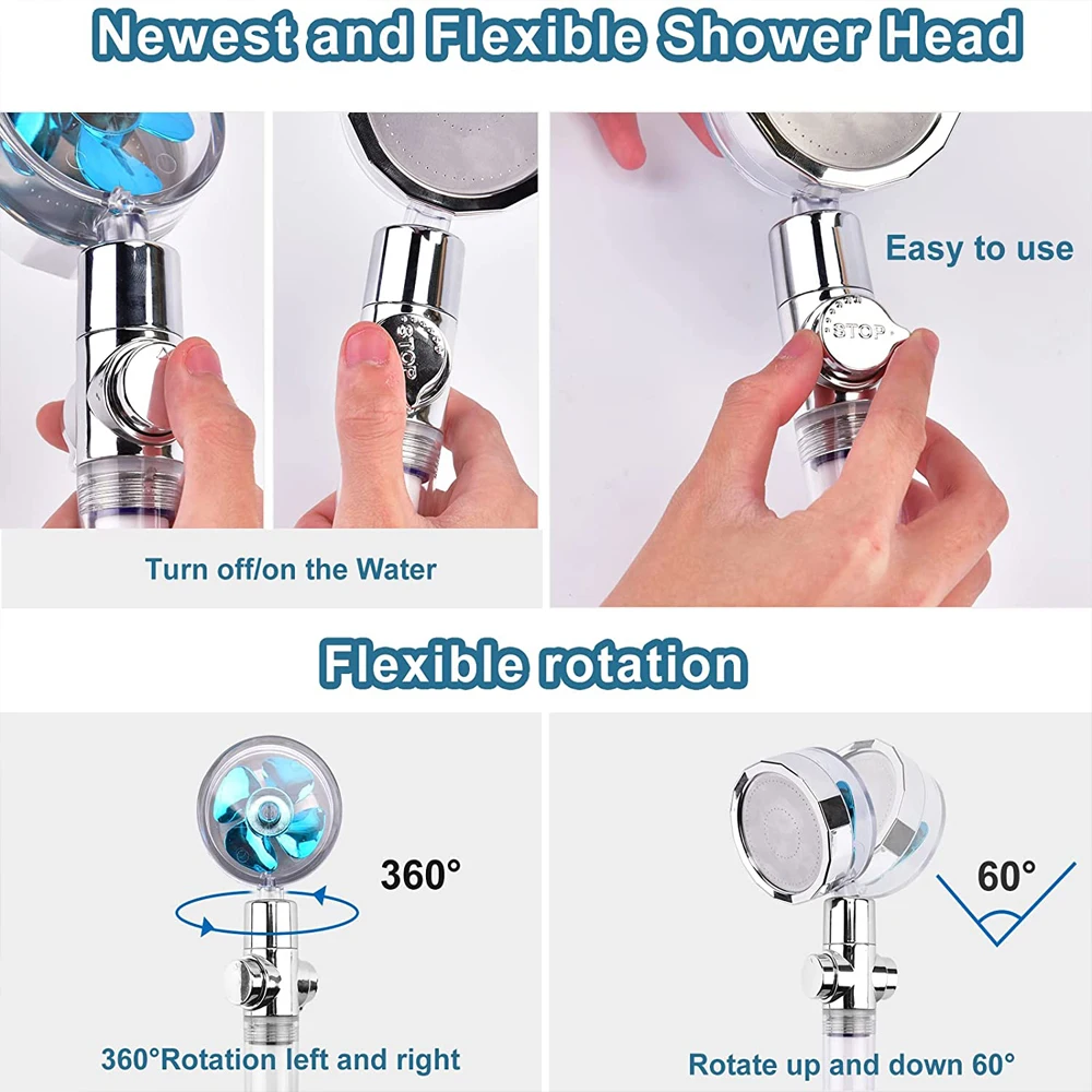 Насадка для душа с турбонаддувом пропеллером |