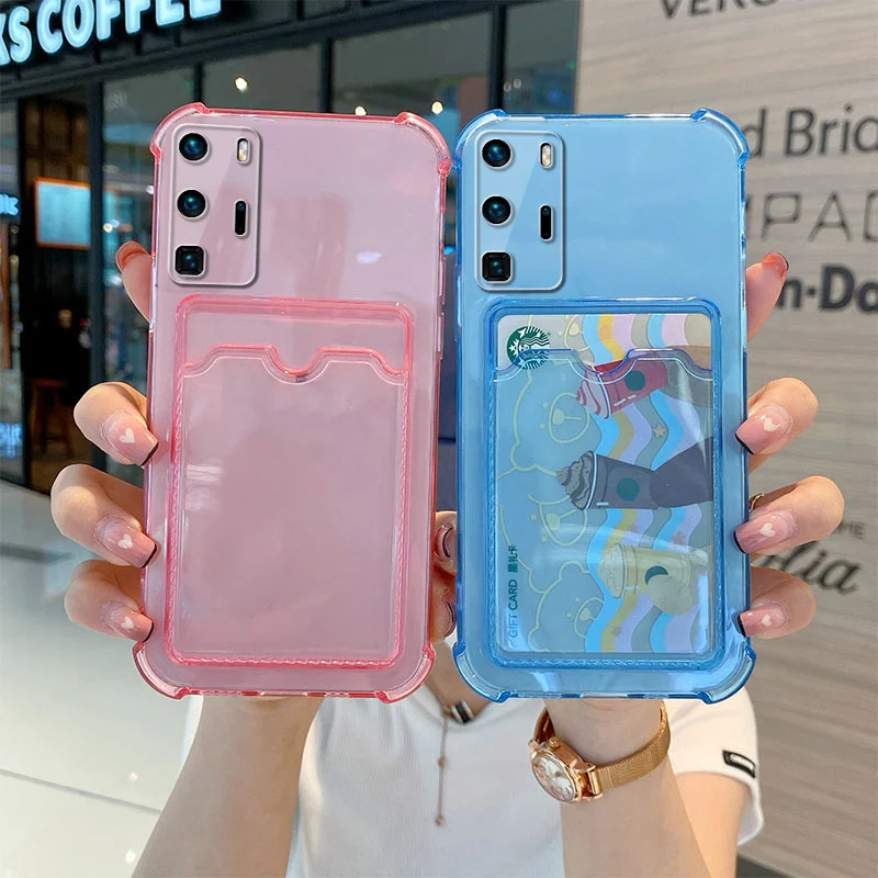 

Card Pocket Case For Huawei P40 Pro Case P30 Card Bag Anti Falling P50 Wallet Mete 40 Protective Cover Mate 30