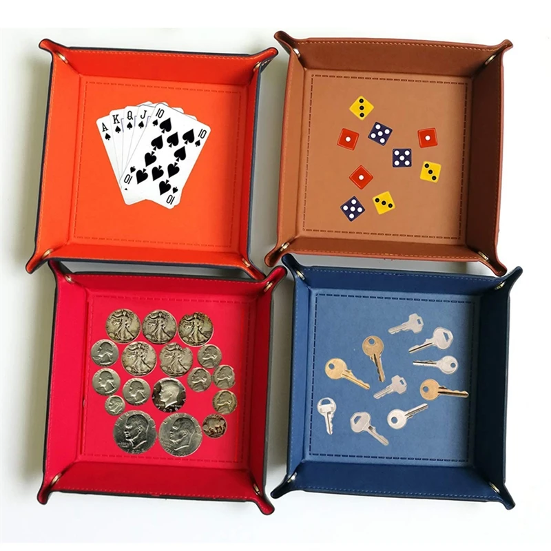 

Dice Tray Geometric Plush PU Leather Foldable Rolling Tray for Board Games High Quality