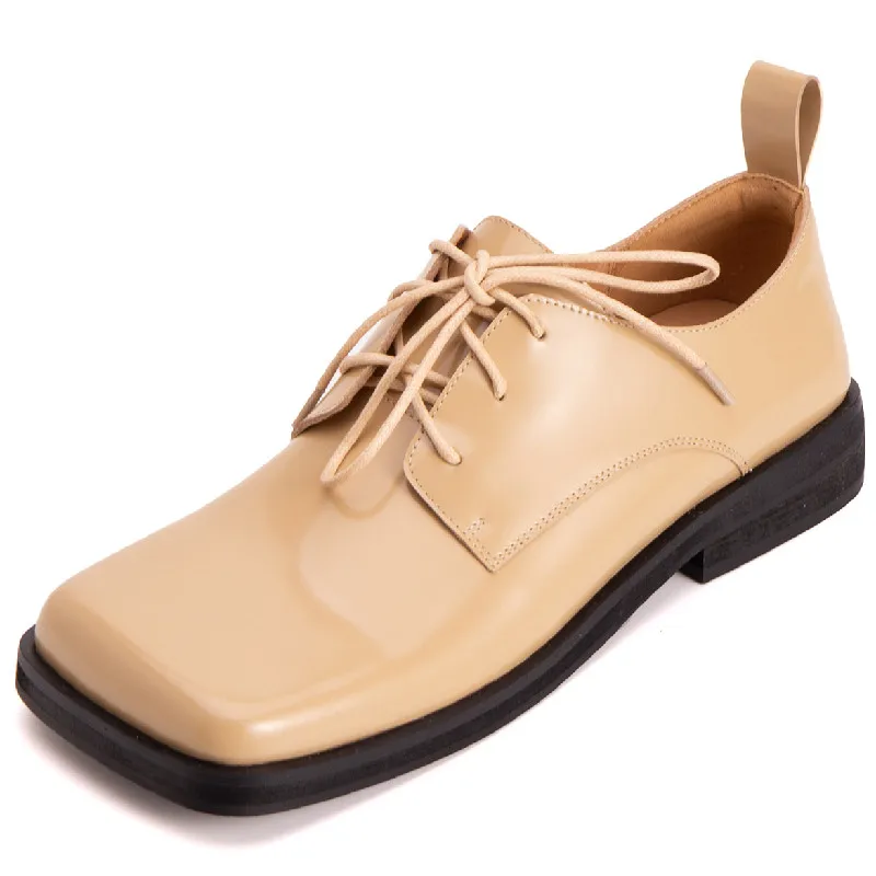 

Dilalula Retro Style Women Pumps Spring Autumn Square Toe Low Heels Genuine Leather Concise Working Casual Loafers Shoes Woman