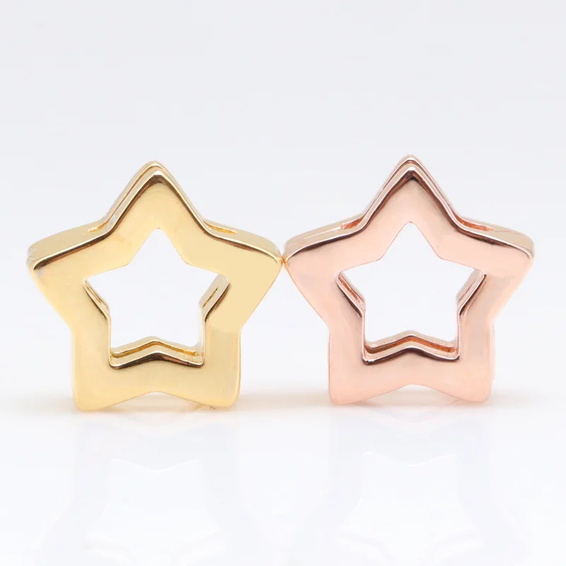 

Authentic S925 sterling silver R series five-pointed star fixing clip Fit Original Charms Bracelet Necklace DIY Jewelry Making