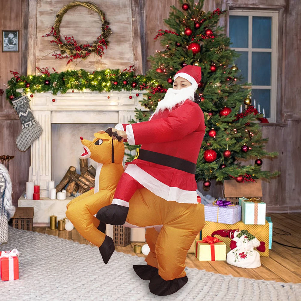 

Костюм Санта-Клауса для верховой езды с оленем, одежда для карнавала, маскарада, вечеринки, Рождества, бара, вечеринки, сценического выступл...