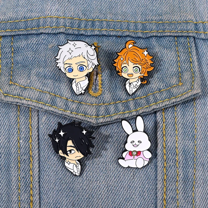 Cartoon Convention Neverland Anime Character Brooch For Clothes Baked-on Badges On Backpack Women Jewelry