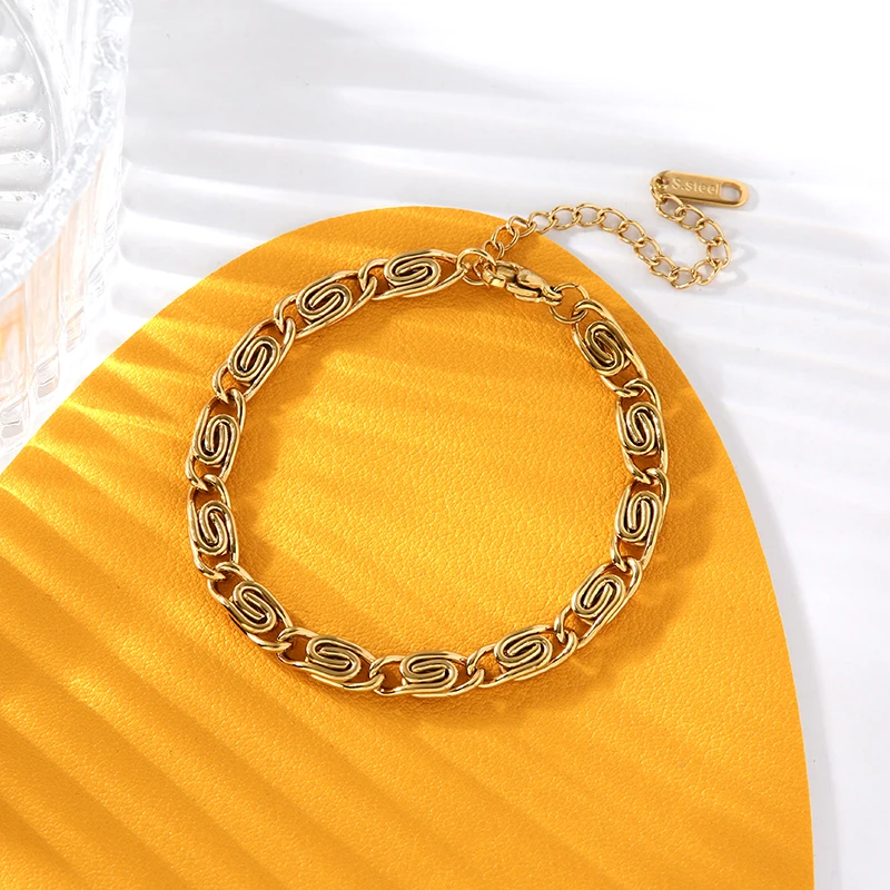 EILIECK 316L нержавеющая сталь золотой цвет геометрический браслет для женщин мужчин