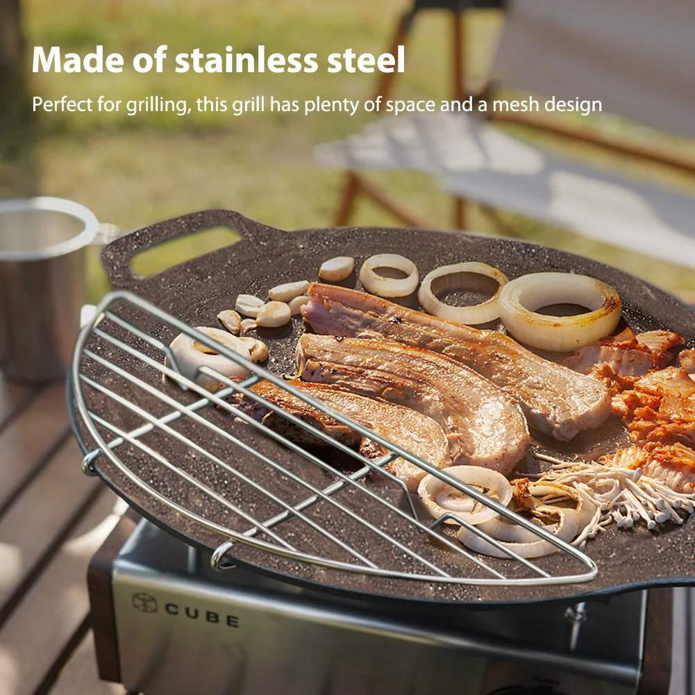 

Outdoor Baking Griddle Anti-scorch Grilling Mesh Steaming Rack for Camping Tools Portable BBQ Stainless Steel Grill Grate Grid