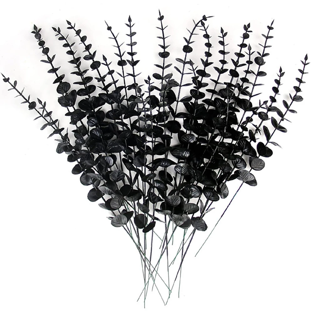 

Искусственные стебли эвкалипта, черные, шелковые, для декора