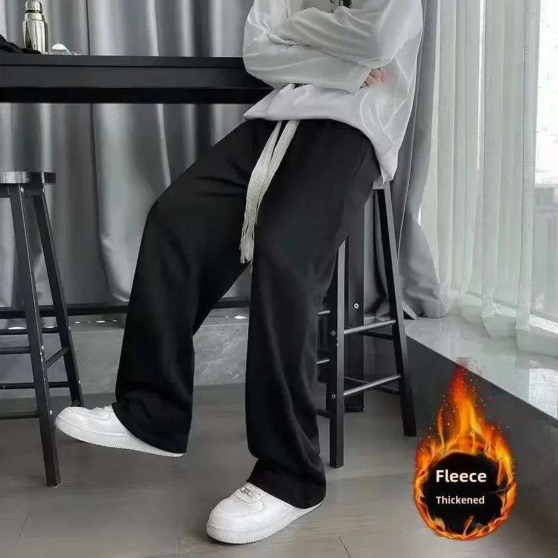 Мужские повседневные Прямые брюки на флисовой подкладке универсальные