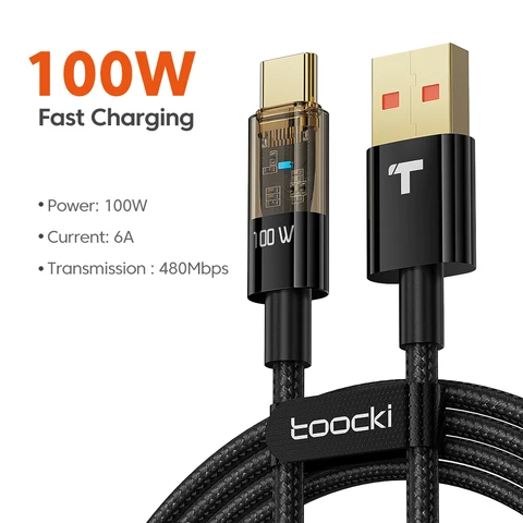 USB-кабель Toocki с разъемом USB Type-C, 100 Вт, 6 А