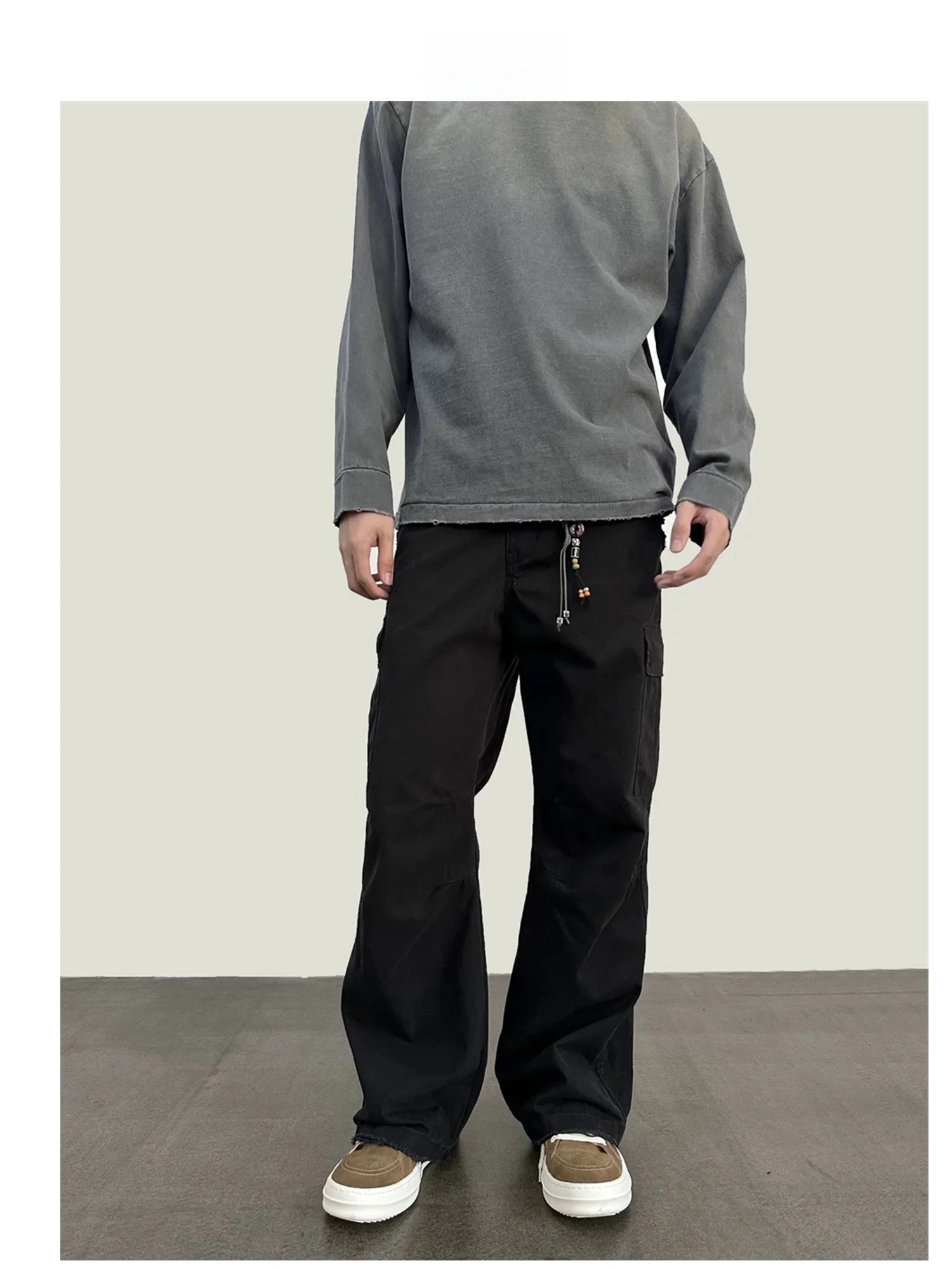 OG96 American Sle Heavyweight 400G Pure Cotton Vintage Washed Straight Leg Pocket Work Trousers Youth Casual Long Pants |