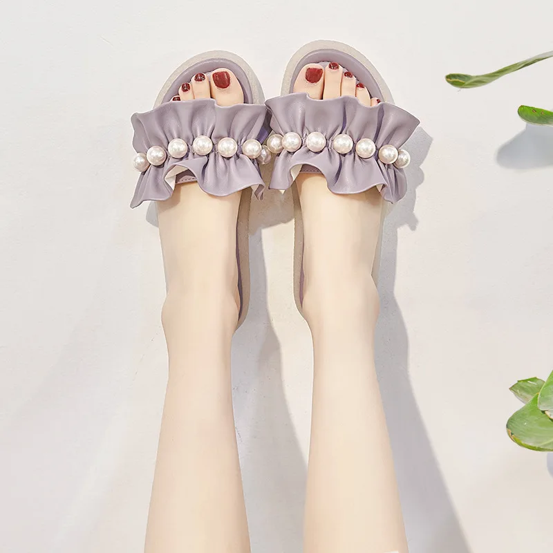 

2022, кожаные тапочки для женщин, летняя одежда, мягкая пляжная обувь T004