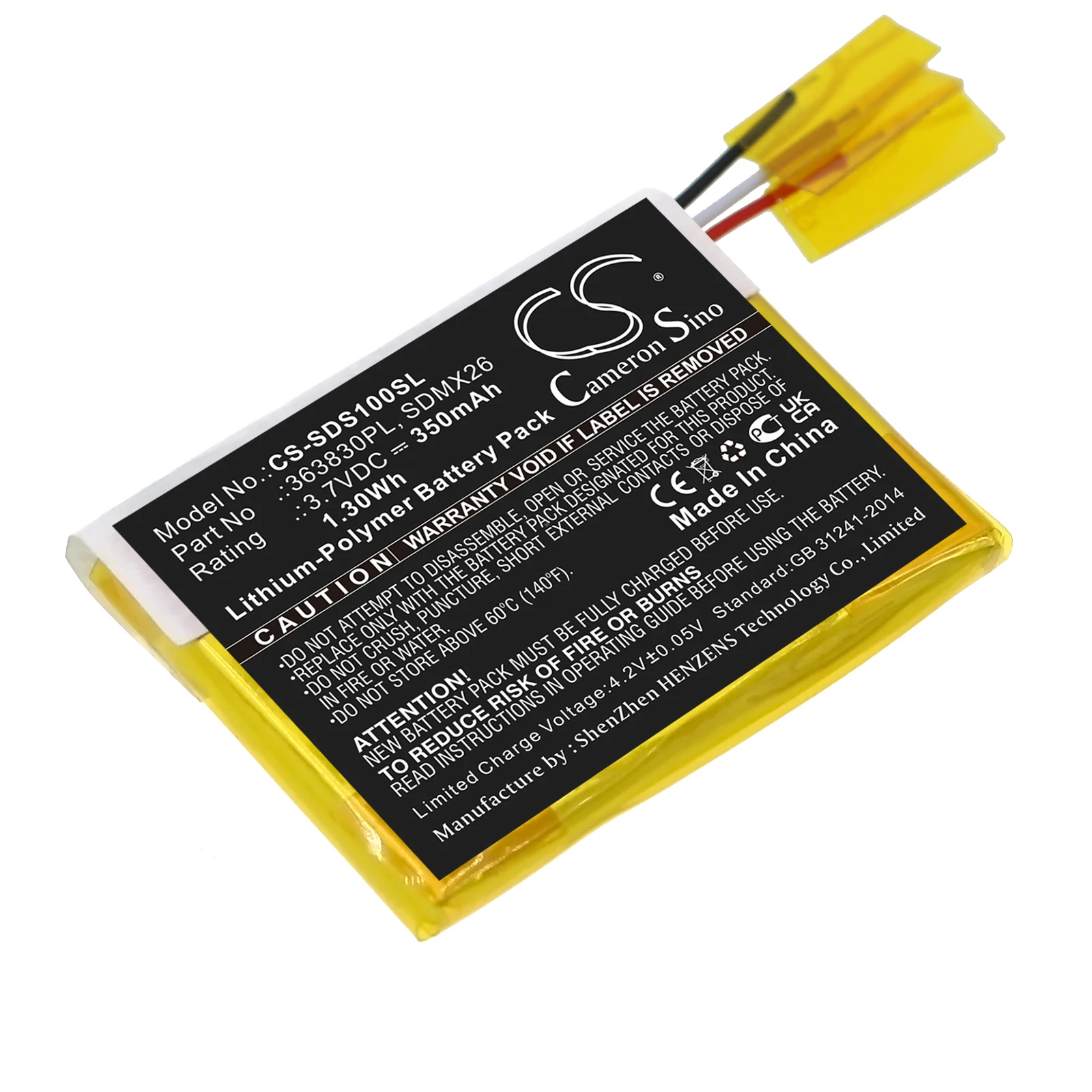 

Cameron Sino 350mAh Battery For Sandisk 363830PL SDMX26 Sansa Clip Clip Jam