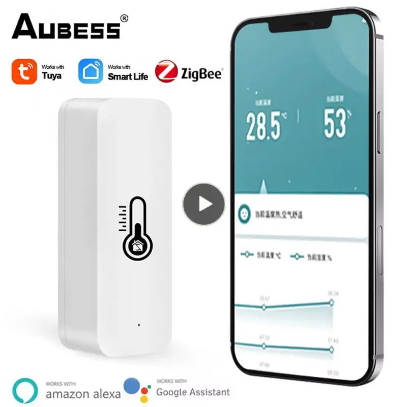 

Zigbee Temperature Sensor Smart Life Tuya App Mini Humidity Sensor App Control Battery Powered Real-time Detecter Hygrometer