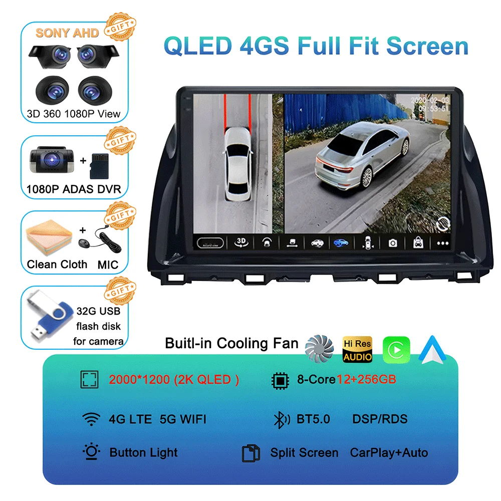 

Android 15 Видеоплеер Автомобильный радиоприемник 2 DIN для Mazda CX5 CX-5 CX 5 2012 2013 2014 2015 WIFI + 4G головное устройство GPS Carplay Auto DSP