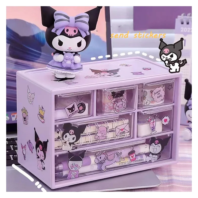 Мультяшная настольная коробка для хранения Kuromi Sanrio Kawaii My Melody Cinnamoroll почтовый аксессуар «сделай сам» разделенная коробка для хранения подарок