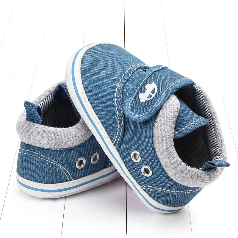 

2022 Newborn Lovely Baby Girl Boy Soft Sole Shoe Anti Slip Canvas Sneaker Trainers Prewalker Blue Red Brown 0-18M First Walkers