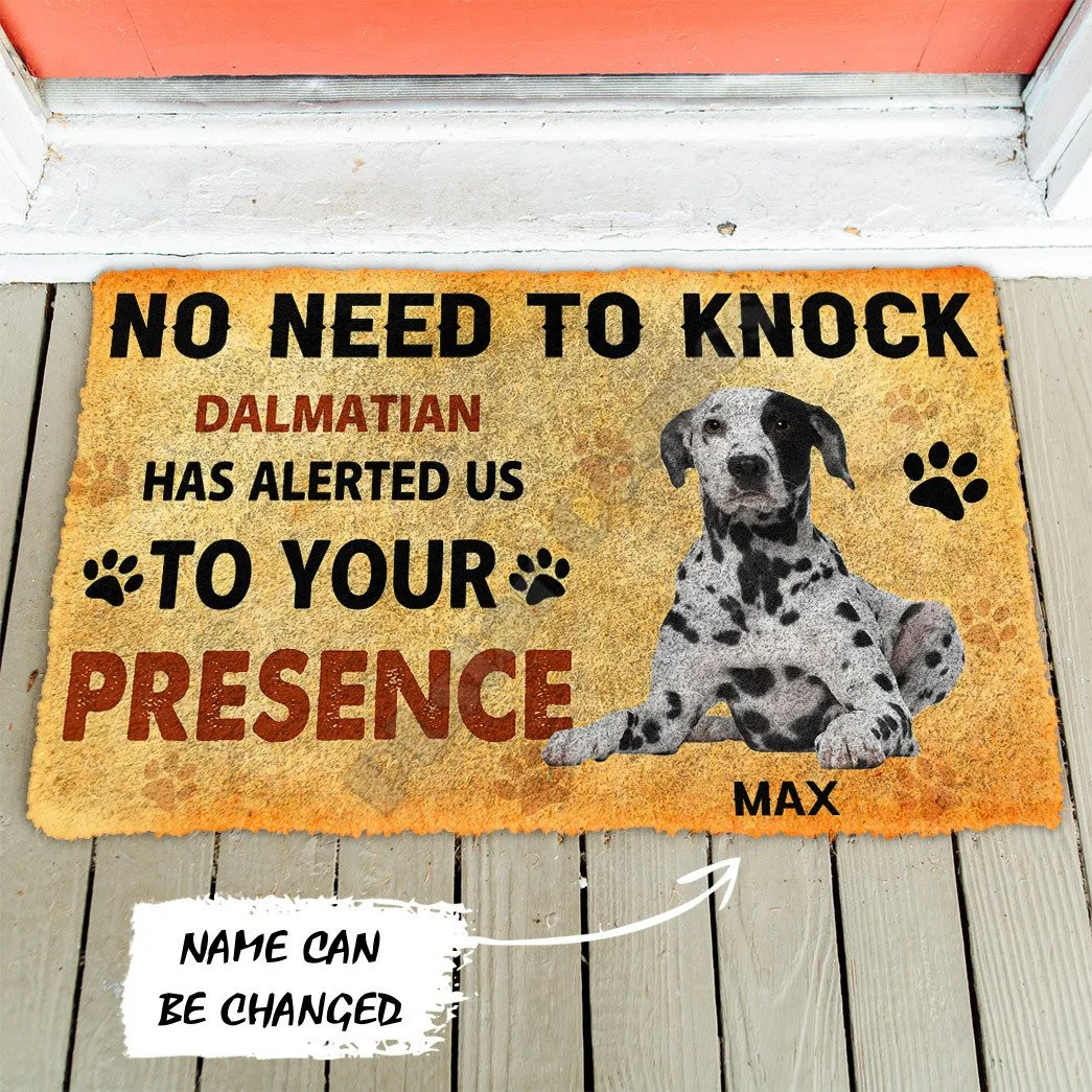 

3D No Need To Knock Dalmatian Dog Custom Name Doormat Non Slip Door Floor Mats Carpet Rugs Decor Porch Doormat