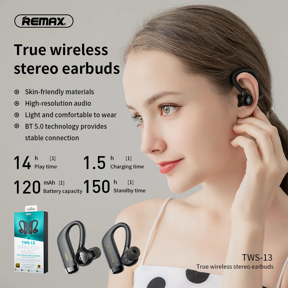 Фото Беспроводные стереонаушники Infix Remax с крючком для ушей Bluetooth 5 0 - купить по Беспроводные стереонаушники Infix Remax с крючком для ушей Bluetooth 5 0 - купить по